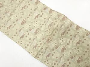 アンティーク　変わり石畳に松竹梅・古典柄織り出し袋帯（材料）